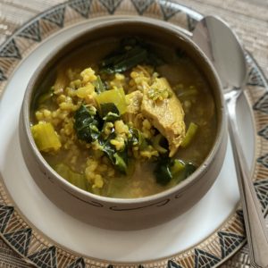 Chicken and Rice Soup With Ginger and Turmeric